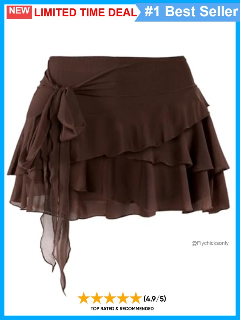 Women Mesh Ruffle Mini Skirt Flowy Skort with Built-in Shorts